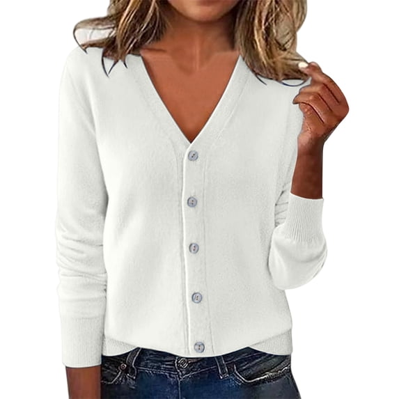 Gyujnb Women's V-Neck Knit Cardigan Long Sleeve Lightweight Layering Sweater Spring Autumn Open Front Top,Size:XXL