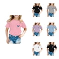 thumbnail image 1 of Gyujnb crew neck short sleeved heart printed casual loose fit t shirt top (Little Girls, Big Girls),10-11 Years, 1 of 4