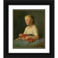thumbnail image 1 of Gyula Benczúr 15x18 Black Ornate Wood Framed Double Matted Museum Art Print Titled - Little Girl with a Doll (1863), 1 of 5