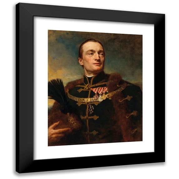 Gyula von Benczur 20x24 Black Modern Framed Museum Art Print Titled - Portrait of an Officer (1919)