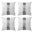thumbnail image 1 of Gyulin Pack of 4,18x18 Inch Velvet Throw Pillow Covers with Silver Leather Striped Patchwork Stitching Modern Minimalist Square Pillowcase Cushion Covers for Bedroom Sofa Couch Living Room,White, 1 of 6