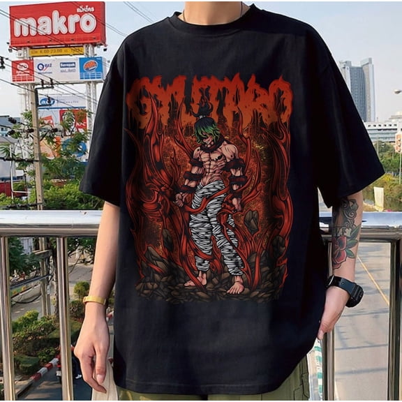 Gyutaro Demon T-shirt, Kimetsu no Yaiba Manga Anime, Demon Slayer Shirt,Black color,size 2XL