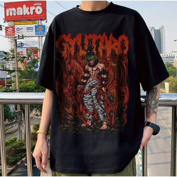 Gyutaro Demon T-shirt, Kimetsu no Yaiba Manga Anime, Demon Slayer Shirt,Black color,size M