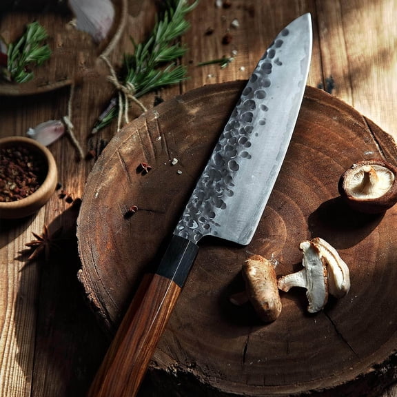 Gyuto Chef Knife, Japanese Hand Forged Kitchen Chef's Knives, 3-Layer 9CR18MOV High Carbon Steel, Rosewood Handle & Sandalwood Box