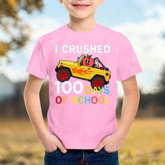 Gzbliryd Boys Graphic T Shirts Relaxed Fit Back To School Clothes Cute Casual Tops for Boys Summer Clothes for Teens (Pink,6-7 Years)
