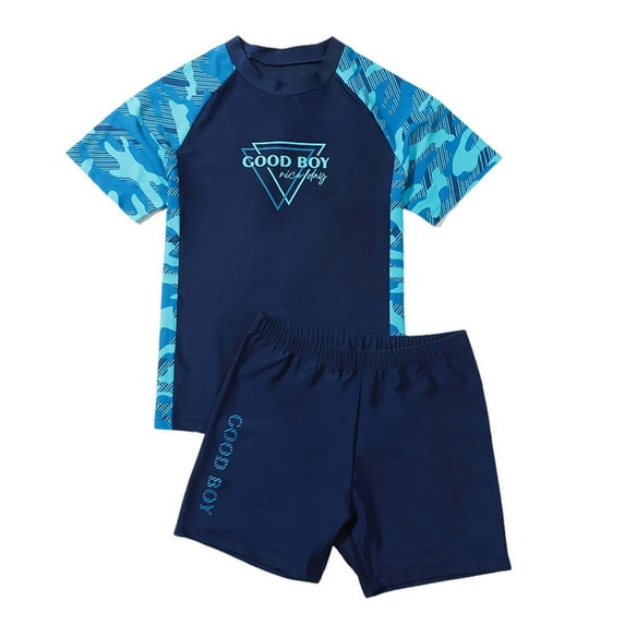 Gzbliryd Boys Rash Guard Swimsuit 2-Piece Bathing Suit New Breathable Quick Drying Swimsuit Two Piece Rash Guard and Swim Trunks Outfit Set for Boys Girls Bathing Suits (Green,15-16 Years)