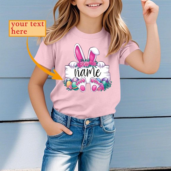 Gzbliryd Bunny Easter T-Shirt Eggs-Cavator Tees Cotton Tees Graphic Print Girls Easter T Shirts for Little Boy Easter Baseball Bunny Short Sleeve Tops (Pink,3-4 Years)