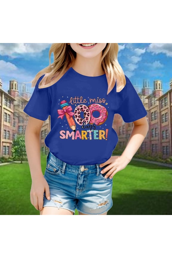 Bunny Easter T-Shirt Eggs-Cavator Tees Happy Bunny Eggs Plaid Printed T-Shirt Crew Neck Easter T Shirts for Boy Girls Summer Clothes (Blue,4-5 Years)