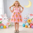 thumbnail image 1 of Gzbliryd Easter Leopard Print Dress Bunny Print One-Piece Dress Rabbit Skirt Easter Egg Smocked Dress for Girl Daughter Cute Girls Spring Outfits (Pink,5-6 Years), 1 of 8