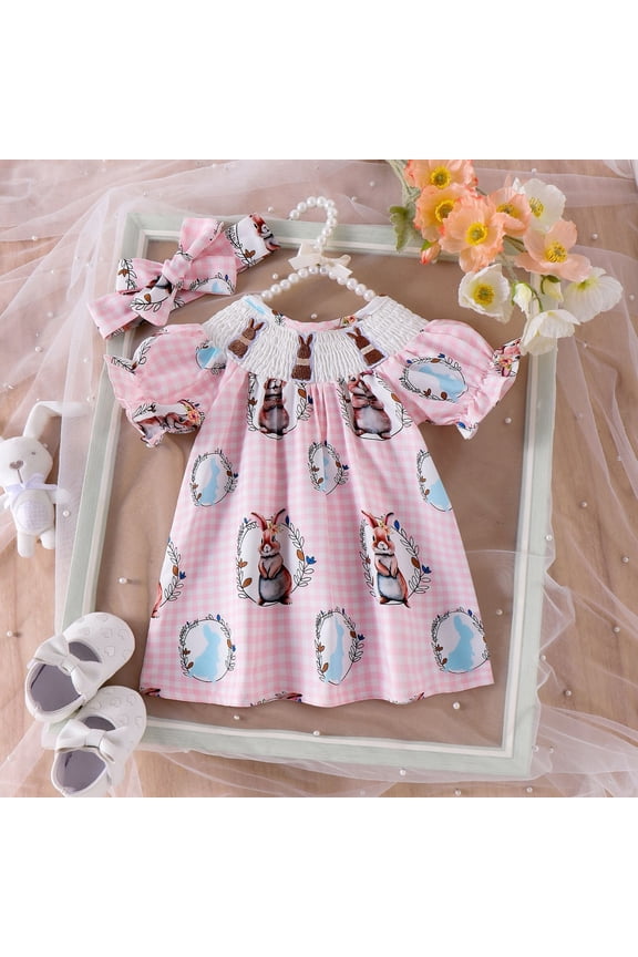 Easter Sleeveless Sundress Heart Fly Sleeve Mesh Layered Princess Dress Easter Egg Smocked Dress for Little Girl Summer Tulle Dresses (Pink,6-9 Months)