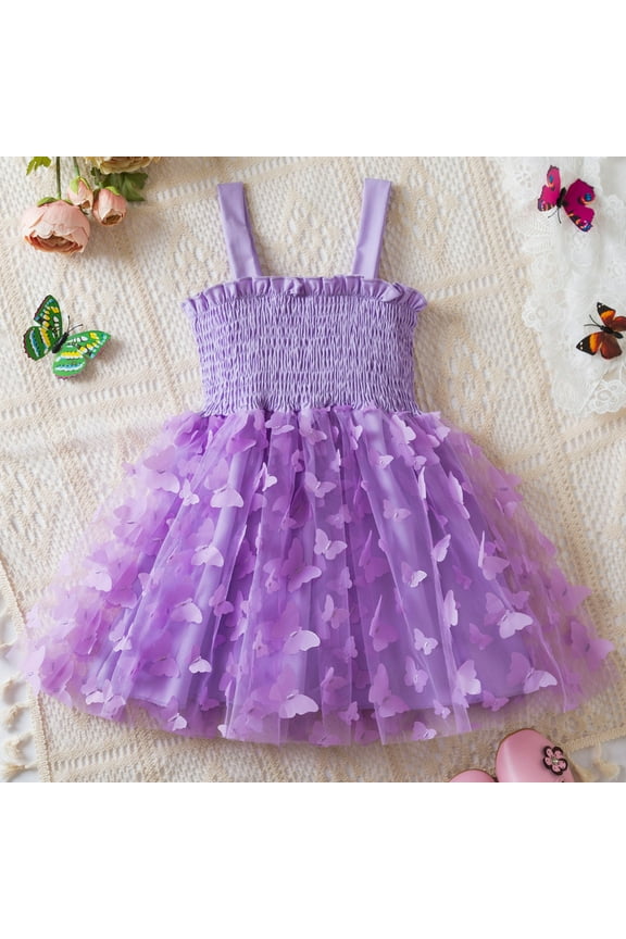 Easter Summer Dresses Bunny Print One-Piece Dress Rabbit Skirt Easter Egg Smocked Dress for Girls Summer Causal Tutu Skirts (Purple,3-4 Years)