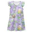 thumbnail image 1 of Gzbliryd Easter Summer Dresses Puff Sleeve Plaid Dresses Floral Print Sun-Dress Prin-Cess Dress for Girl Daughter Casual Puff Sleeve Floral Dress Girls Summer Outfits (Light Purple,6-7Years), 1 of 2
