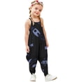thumbnail image 1 of Gzbliryd Girls Floral Jumpsuit Wide Leg Loose Ruffle Sleeve Girl's One-Piece Suit for Girls Casual Overalls with Pockets (Black,3-4 Years), 1 of 3