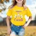 thumbnail image 1 of Gzbliryd Girls Graphic T Shirts Letter Print T Shirt Top Short Sleeve Summer Blouse Cute Summer Tops Funny Graphic Print Tees Tops for Boys Summer Tops Summer Clothes for Teens (Yellow,6-7 Years), 1 of 3