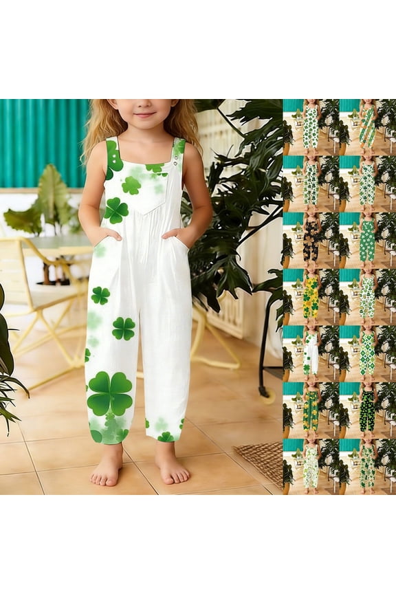 Girls Romper One Piece Girls' Jumpsuits & Rompers Casual Ruffle Sleeve Round Neck Romper Summer Romper for Boys Girls with Pockets Casual Fashion (White,13-14Y)