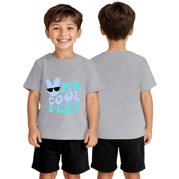 Gzbliryd Happy Easter T Shirt Happy Bunny Eggs Plaid Printed T-Shirt Easter Gift Shirts for Boy Girls Summer Clothes (Grey,10-11Years)