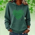 thumbnail image 1 of Gzbliryd St Patricks Day Sweatshirt Women Heart Hoodie Irish Holiday Hooded Pullover Sweatshirts with Pockets (#028 Dark Green,XXL), 1 of 5