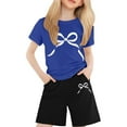 thumbnail image 1 of Gzbliryd Summer Outfits Cute 2 Piece Outfits Loose Fit Cap Sleeve T Shirt and Elastic Waist Shorts for Teen Girls Girls Summer Clothes Spring Clothes, 1 of 1