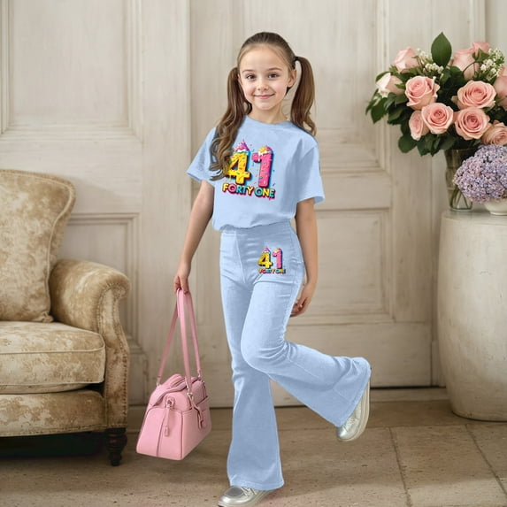 Gzbliryd Summer Outfits Legging Sets for Girl 2 Piece Quick Drying Athletic Short Sleeve Casual Drawstring Jogger Pants and Basic Short Sleeve Top Set for Teens Plus Size Spring Clothes