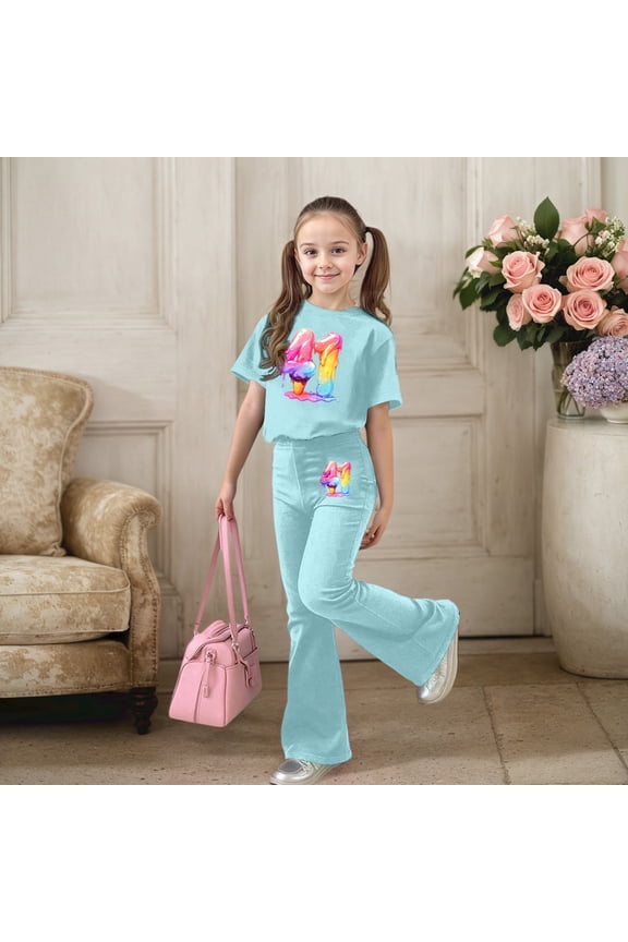 Summer Outfits Legging Sets for Girl 2 Piece Quick Drying Athletic Short Sleeve Girls 2 Piece Outfits for Teen Girls 2 Piece Clothing Sets