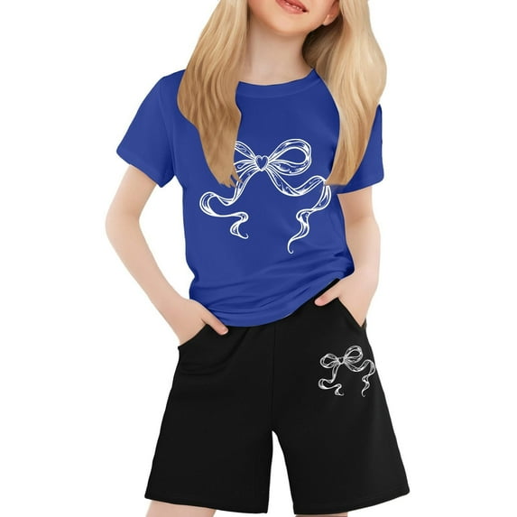 Gzbliryd Summer Outfits Summer 2 Piece Sets Quick Drying Athletic Short Sleeve Crop Tops and Shorts for Teen Girls Plus Size Spring Clothes