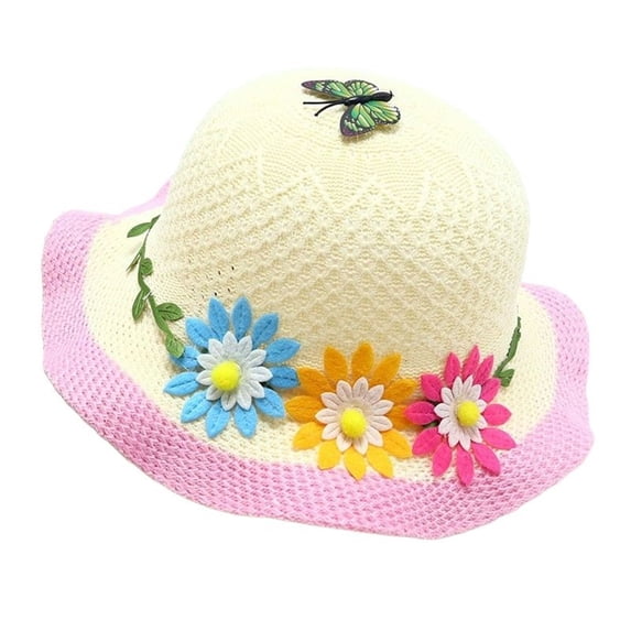 Gzbliryd Wide-Brim Sun-Hat Boys Hats Adjustable Beach Hats Travel Hat for Toddler Boys for Swim Beach (Light Pink,One Size)