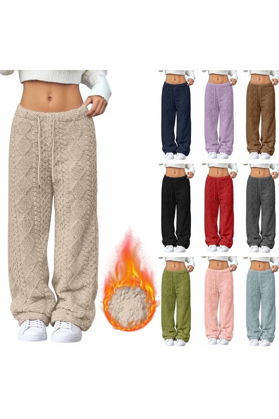 Gzbliryd Womens Cable Knit Sweater Pants Low Waisted Knit Warm Pants Lounge Joggers Long Harem Pants with Elastic Waist Drawstring 2025 sweater pants warm pants for women winter (Black,S)