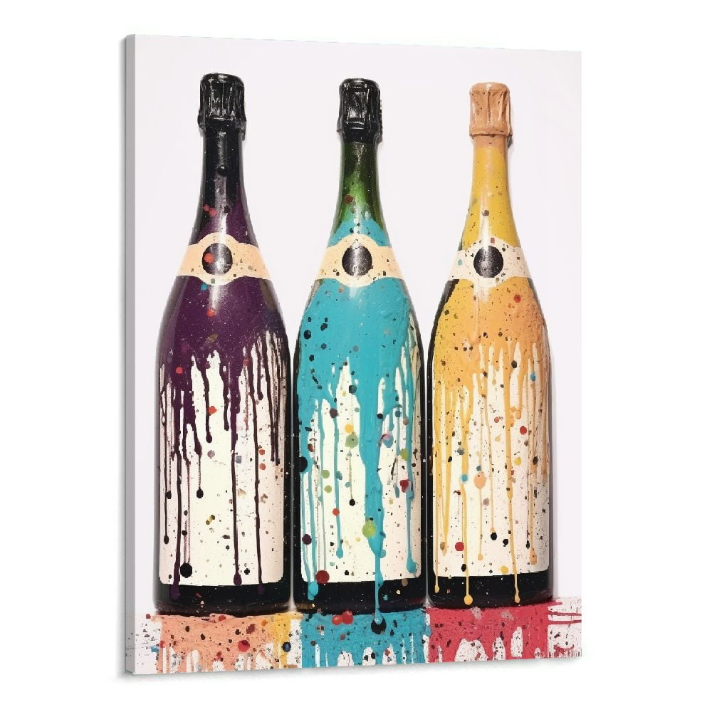 Gzcvba Wine Bottle Canvas Wall Art Colorful Bottles Canvas Art Wine