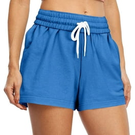 B91xZ Womens Basketball Shorts Casual Sports High Comfortable Drawstring Waist Women s Elastic Summer Shorts Pants Blue L