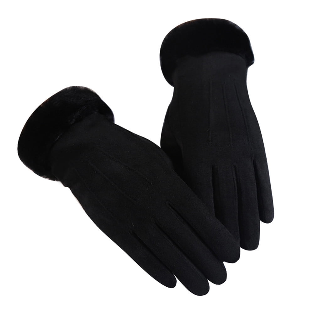 Gzea Gloves for Women Long Women's Gloves In Autumn And Winter Windproof Warm Plus Velvet Gloves