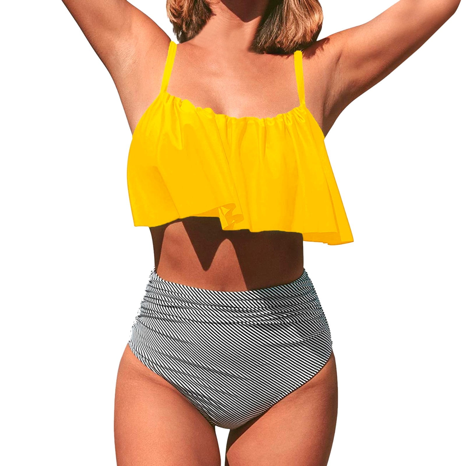 Gzea Swimsuit with Underwire Bra Support Women's High Waisted Bikini