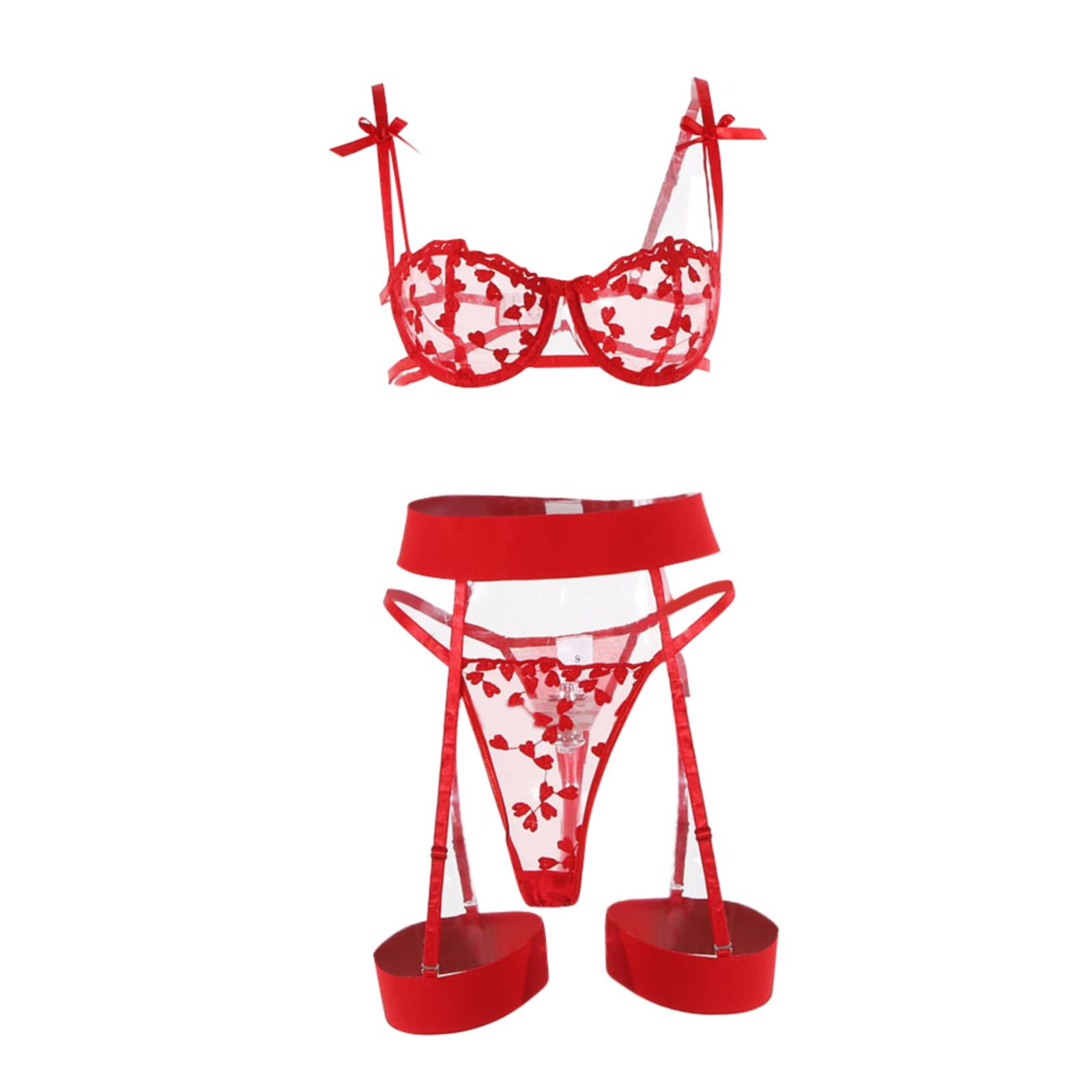 WDIRARA Women's Plus Size Velvet Lingerie Set - Lace Trim Bra & Panty Set (2 Piece)