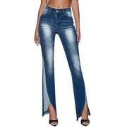 Gzea Womens Jeans 2024 New Jeans For Women Trendy 90s Jeans Booty Lifting Jeans For Women Denim Straight Leg Jeans For Women Ripped Jeans Womens Blue,XS