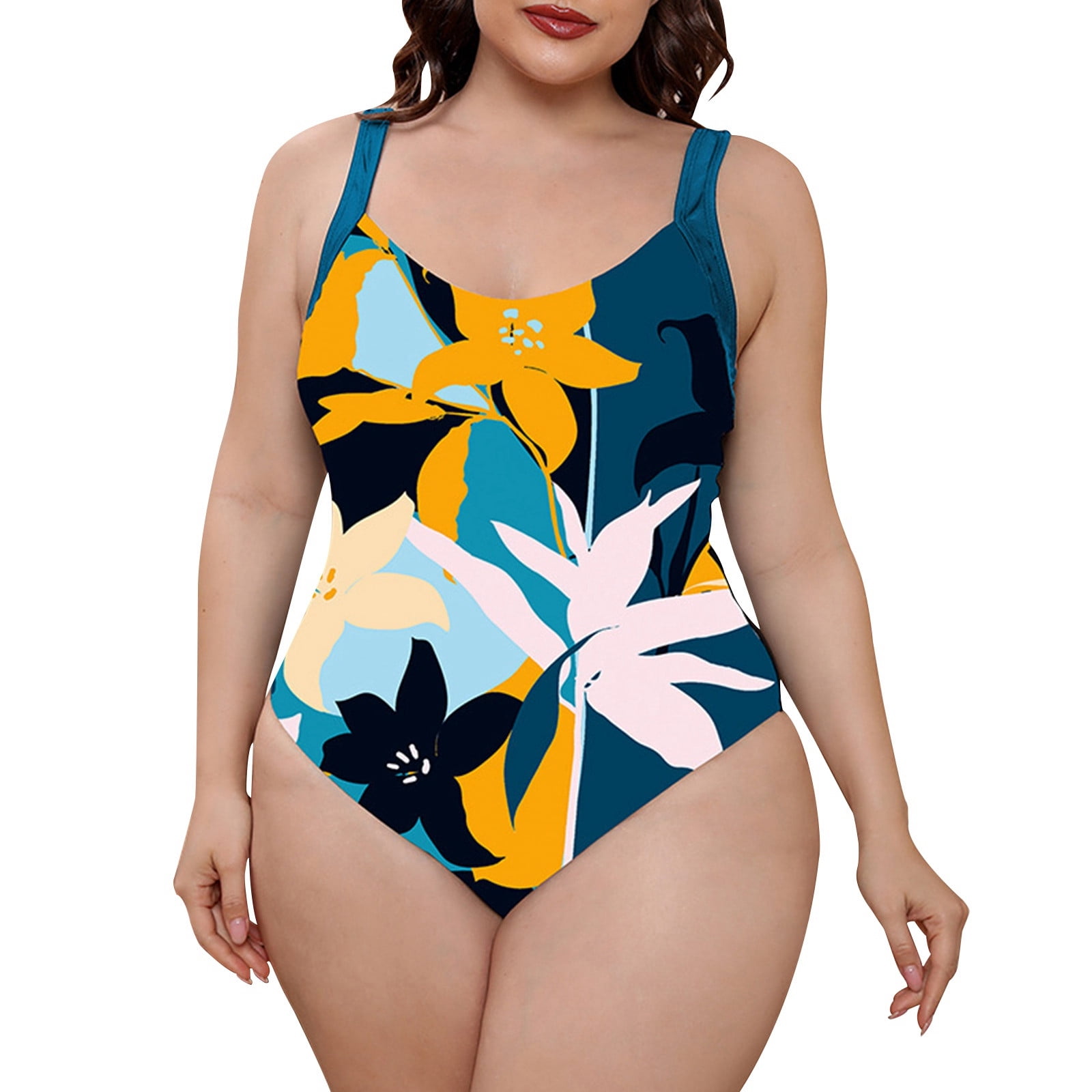 Gzea Womens One Piece Swimsuits Women's New Large Size Colorful Random