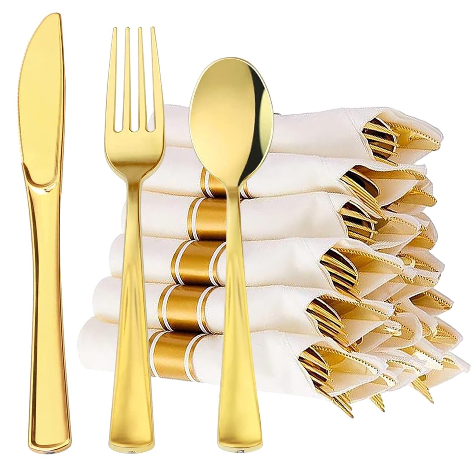 Silverware Pack GzfunTeng 60 Pack Gold Plastic Silverware with Pre Rolled Napkins ...
