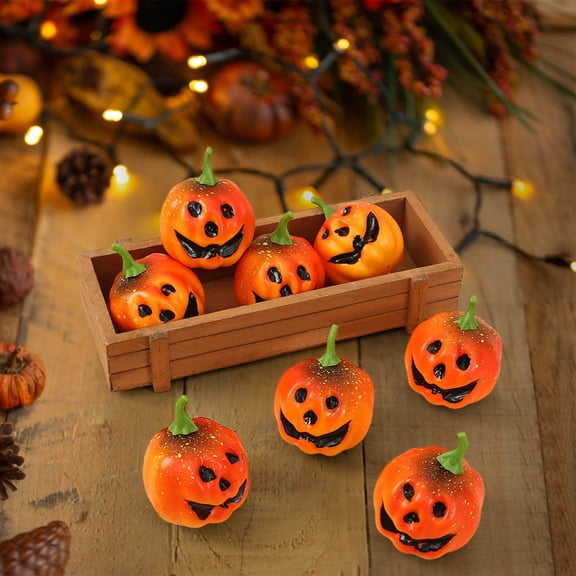 Gzhgfqoyut Mini Ghost Face Pumpkins, Foam Halloween Ornaments, Smiling Jack-O-Lanterns for Table Scatter, DIY Crafts, Photo Booth Props
