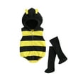 thumbnail image 1 of Gzhioc 0-24 Months Infant Baby Boys Girls Bee Sleeveless Stripes Hooded Romper Long Socks Set, 1 of 9