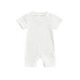 thumbnail image 1 of Gzhioc Baby Boy Girl Summer Jumpsuit, Short Sleeve Round Neck Solid Color Ribbed Romper, 1 of 9