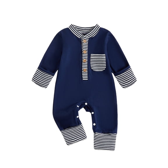 Gzhioc Baby Boys Jumpsuit, Long Sleeve Striped Patchwork Casual Autumn Newborn Romper Clothes