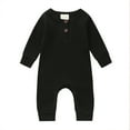 thumbnail image 1 of Gzhioc  Baby Button Romper One Piece Solid Color Knit Ribbed Jumpsuit, 1 of 4
