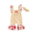 thumbnail image 1 of Gzhioc Baby Girl Boy Christmas Jumpsuit, Plaid Patchwork Square Neck Bell-Bottomed Rompers with Headband for Toddlers, 3-24 Months, 1 of 9