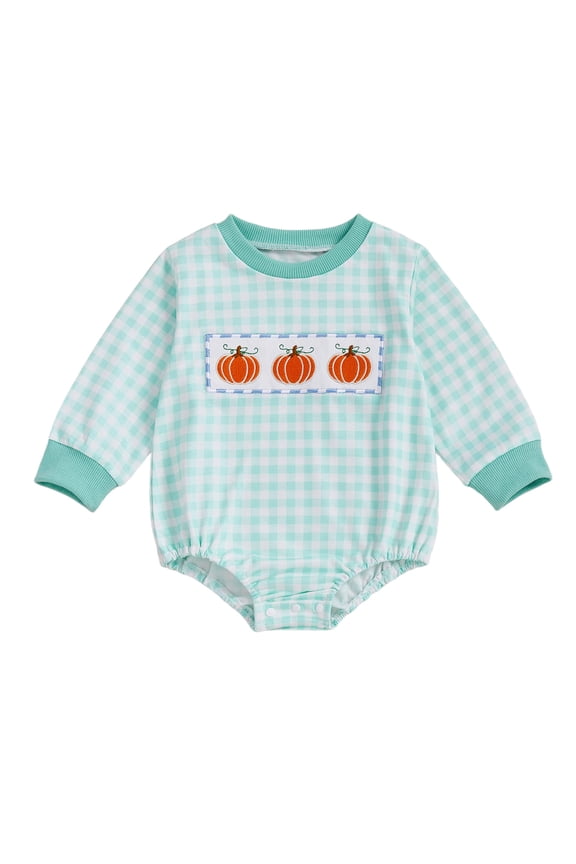 Infant Baby Boy Fall Halloween Romper 0 3 6 12 18 Months Casual Pumpkin Embroidery Long Sleeve Jumpsuit