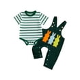 thumbnail image 1 of Gzhioc Infant Baby Boys Easter Summer Outfit 0 3 6 12 18 Months Short Sleeve Striped Romper with Bunny/Carrot Print Overall Pants Outfit, 1 of 9