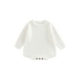 thumbnail image 1 of Gzhioc Infant Baby Boys Girls Fall Romper 0 3 6 9 12 18 24 Months Knitting Ribbed Surface Round Neck Long Sleeve Solid Color Crotch Button Bodysuit, 1 of 8