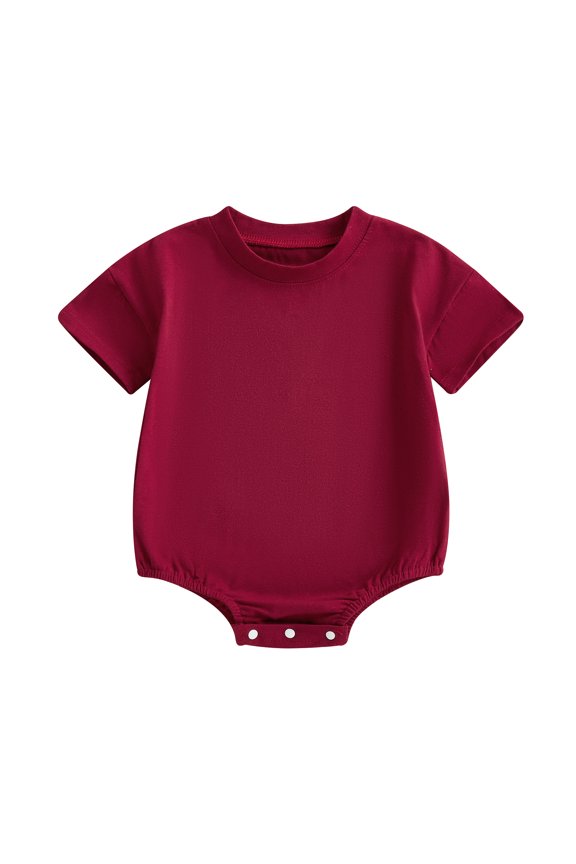 Infant Baby Boys Girls Summer Romper 0 3 6 12 18 Months Solid Color Short Sleeve Round Neck Newborn Bodysuit