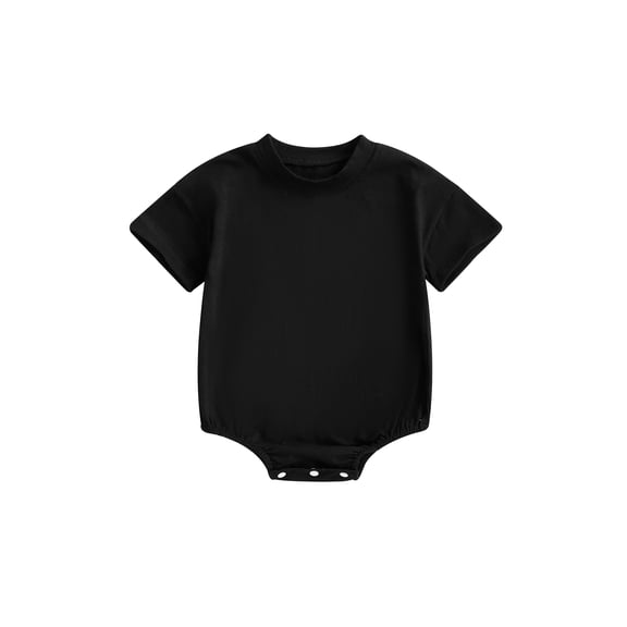 Gzhioc Infant Baby Boys Girls Summer Romper 0 3 6 12 18 Months Solid Color Short Sleeve Round Neck Newborn Bodysuit
