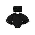 thumbnail image 1 of Gzhioc Infant Baby Girl Halloween Clothes Set Glitter Batwing Long Sleeve Romper with Bow Headband 2 Piece Halloween Outfit, 1 of 8