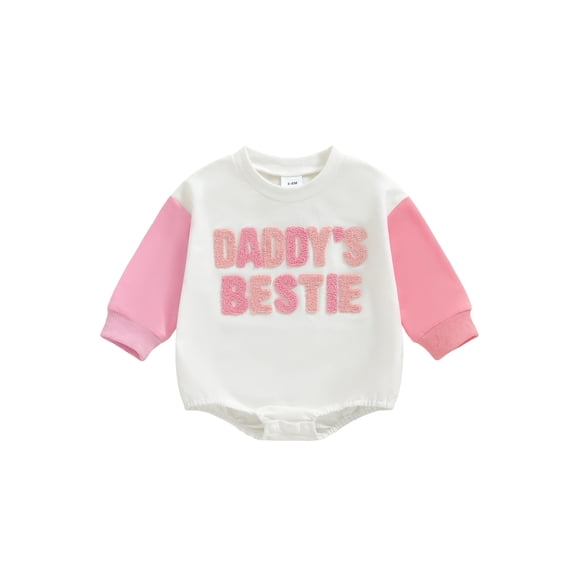 Gzhioc Infant Baby Girls Fall Romper 0 3 6 12 18 Months Long Sleeve Crew Neck Embroidery Letters Bodysuit Clothes for Casual Daily