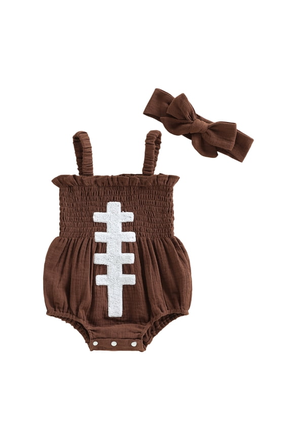 Infant Baby Girls Smocked Spring Fall Romper 0 3 6 12 18 Months Fashionable Rugby Embroidery Sleeveless Jumpsuit with Headband