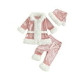 thumbnail image 1 of Gzhioc Kids Baby Boys Girls Christmas Outfit 1T 2T 3T 4T 5T 6T Long Sleeve Belted Jacket Pants Hat Clothing Set, 1 of 8